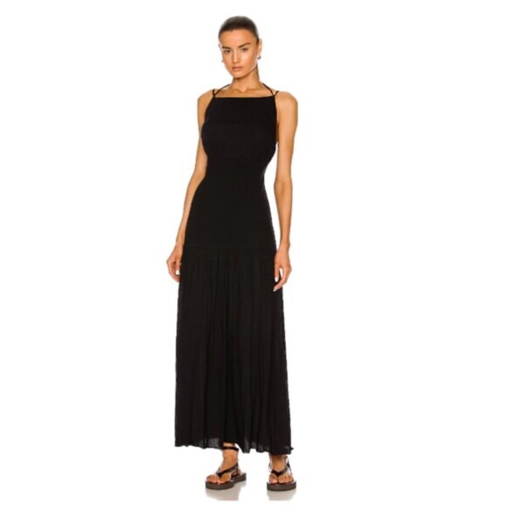Bassike | NEW Cross Back Rib Insert Dress In Black Size XS